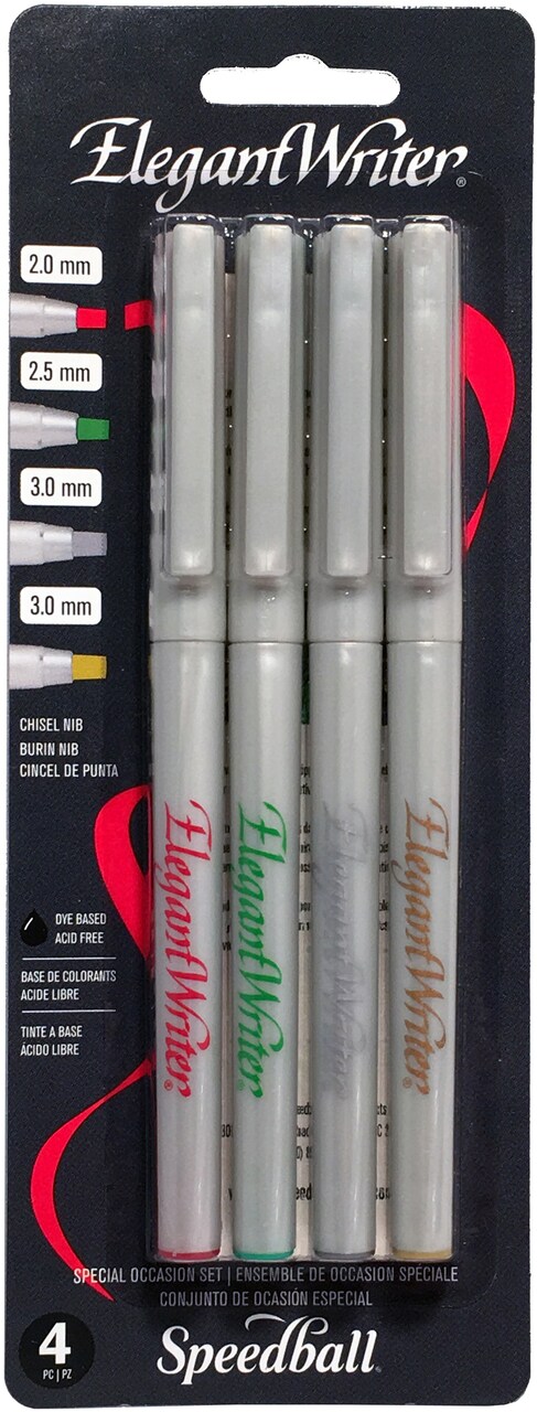 Speedball Elegant Writer All Occasion Calligraphy Set-Red, Green, Silver & Gold